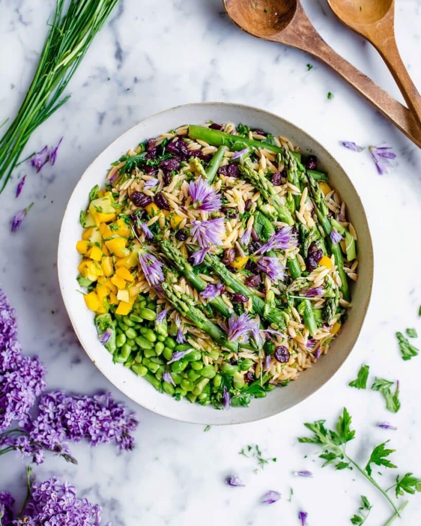Fresh Lemon Orzo Salad with Asparagus, Spinach, and Feta Recipe