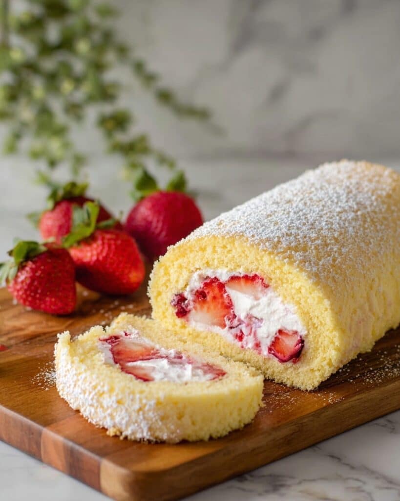 Vanilla Cake Roll with Berries and Cream Recipe