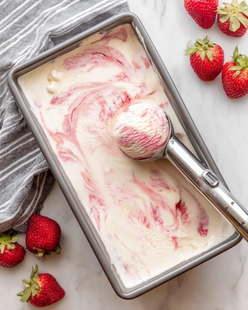 Strawberry Swirl No-Churn Ice Cream Recipe