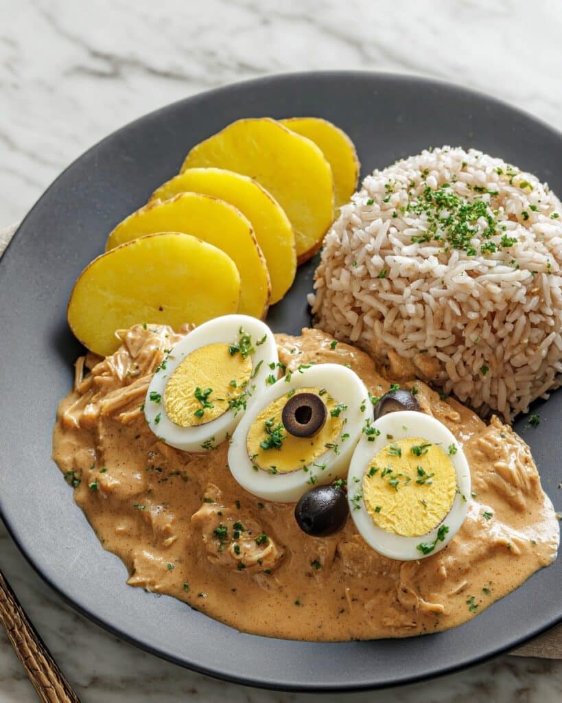 Aji de Gallina: Peruvian Spicy Chicken in Creamy Aji Panca Sauce Recipe