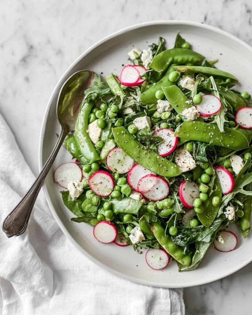 Sugar Snap Pea Salad with Radishes, Feta, and Arugula Recipe