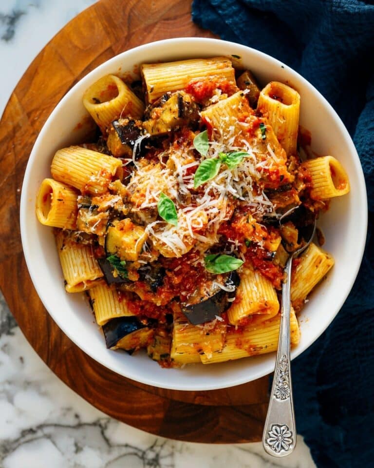 Pasta alla Norma with Roasted Eggplant and Fresh Basil Recipe