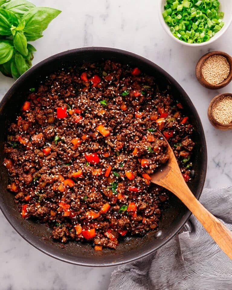 Asian Ground Beef with Hoisin, Sriracha, and Cashews Recipe