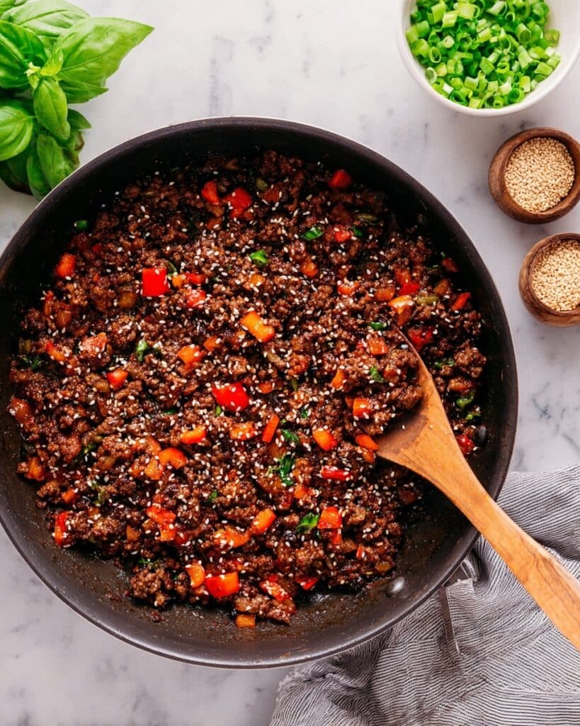 Asian Ground Beef with Hoisin, Sriracha, and Cashews Recipe