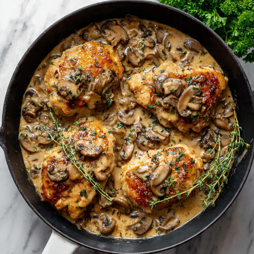 Skillet Chicken with Mushroom Pan Sauce Recipe
