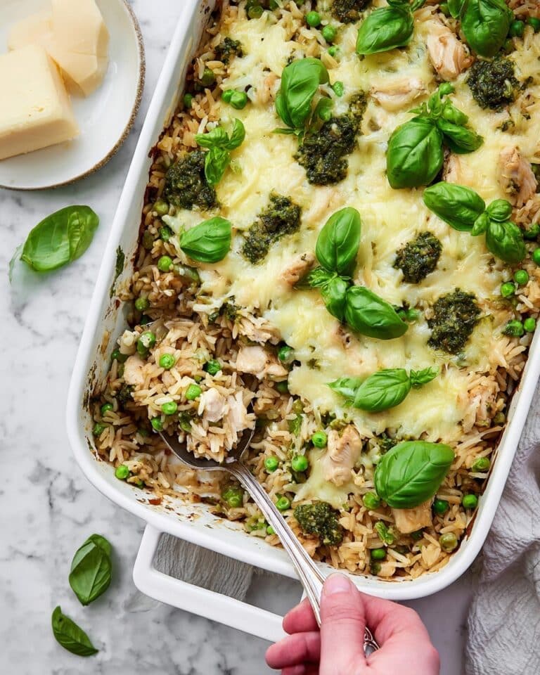 Dump + Go Pesto Chicken Orzo Bake Recipe