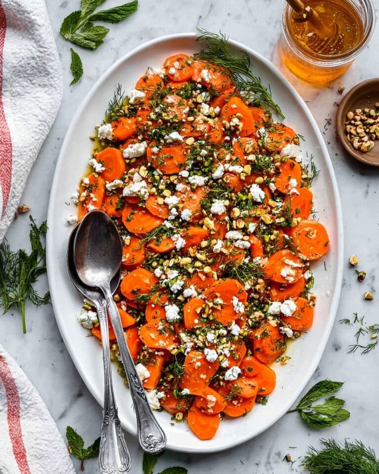 Roasted Carrots with Hot Honey, Pistachios, and Feta Recipe