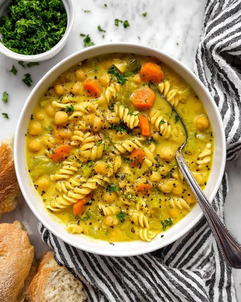 Chickpea Noodle Soup with Coconut Curry Broth Recipe