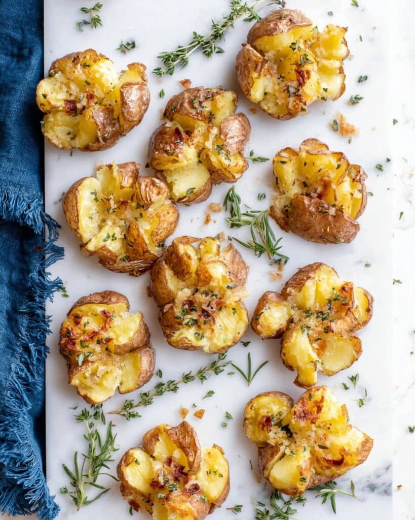 Smashed Red Potatoes with Garlic Herb Butter Recipe