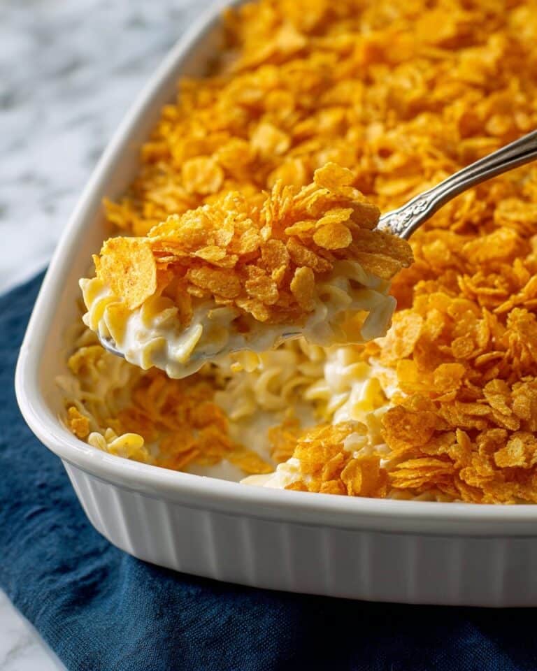 Cheesy Potatoes Casserole with Corn Flake Topping Recipe