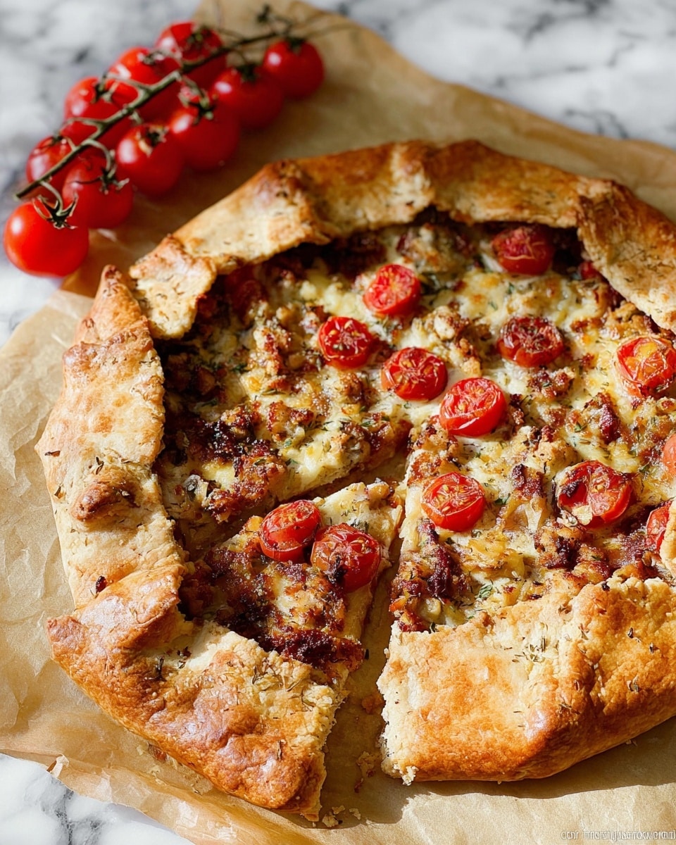 The image shows a close-up of three slices of thick, golden-brown crust pizza on light brown parchment paper with some cherry tomatoes around them. The pizza has a browned, slightly puffy crust with a crispy texture. The toppings include a layer of melted cheese, scattered pieces of cooked artichoke with a soft texture in pale green and beige colors, and roasted cherry tomato halves with a slightly charred bright red surface. The pizza slices show an uneven, rustic finish, indicating a homemade style. The background is a white marbled texture with natural lighting highlighting the textures and colors. Photo taken with an iphone --ar 4:5 --v 7