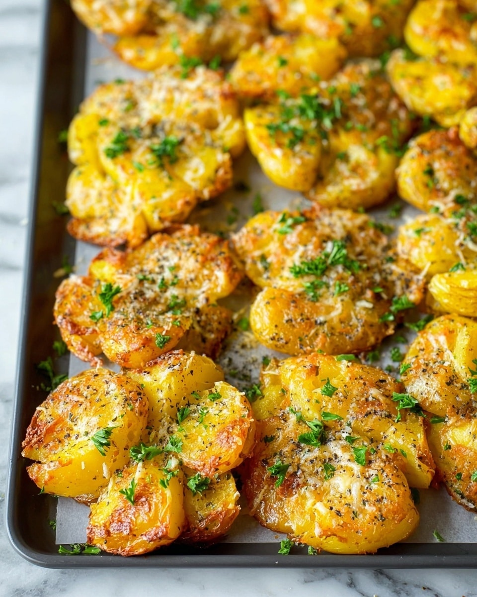 The image shows a white plate filled with about two layers of golden-yellow cooked squash pieces. Each squash piece has a slightly crispy, brown edge with a soft, warm yellow center. The squash slices are sprinkled with finely chopped green herbs and black pepper, giving a fresh and seasoned look. In the middle and slightly to the side of the plate, small sprigs of fresh green parsley add color contrast. The plate is placed on a white marbled surface next to a blue and white checkered cloth. Photo taken with an iphone --ar 4:5 --v 7