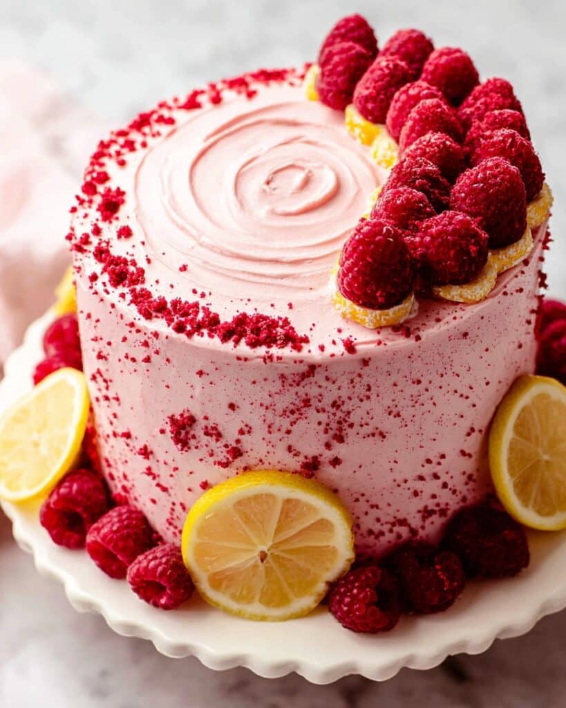 Lemon Raspberry Cake with Raspberry Buttercream Frosting Recipe