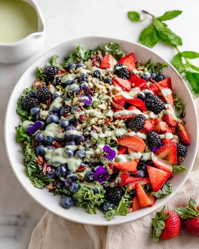 Superfood Berry Salad with Creamy Lemon Herb Dressing Recipe
