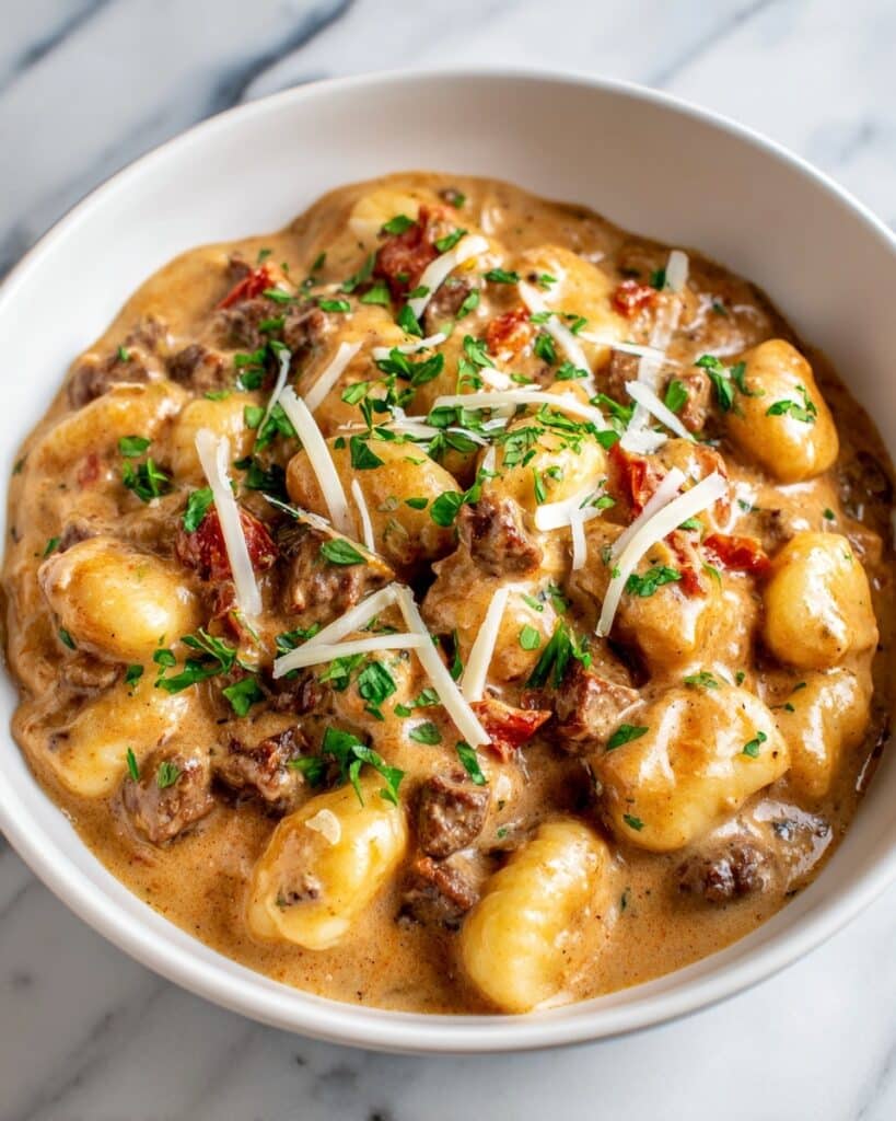 Ground Beef Gnocchi in Creamy Tomato Sauce Recipe