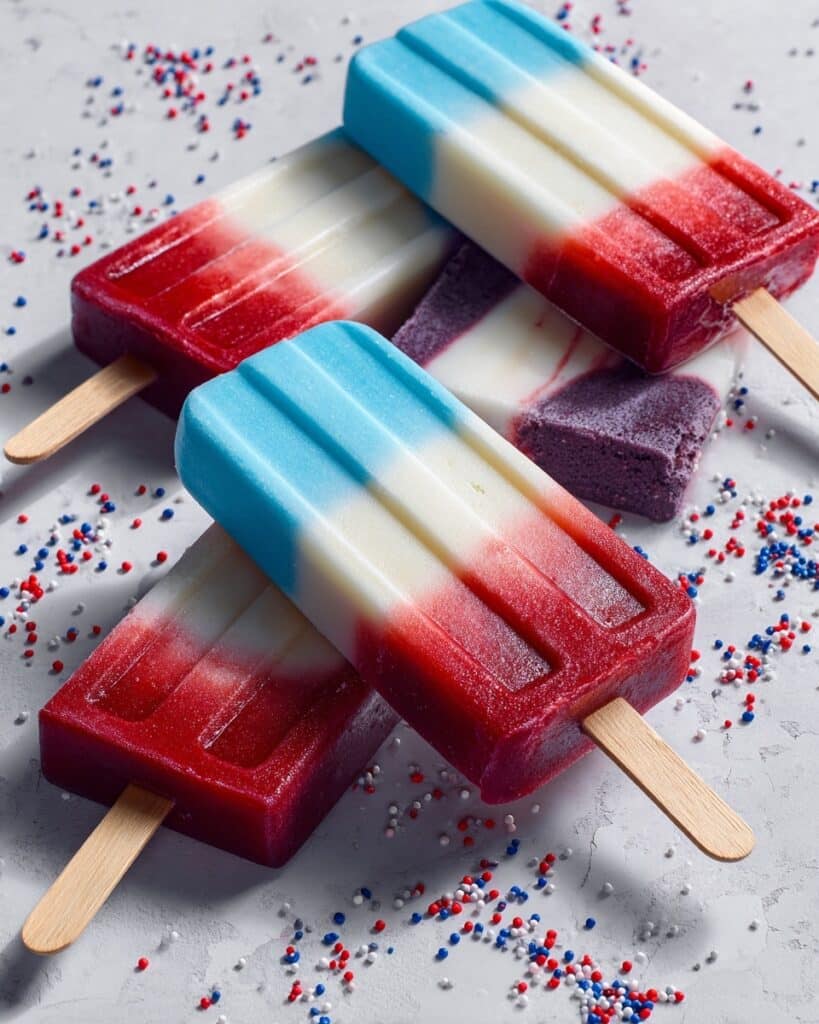 Red, White & Blue Frozen Popsicles Recipe