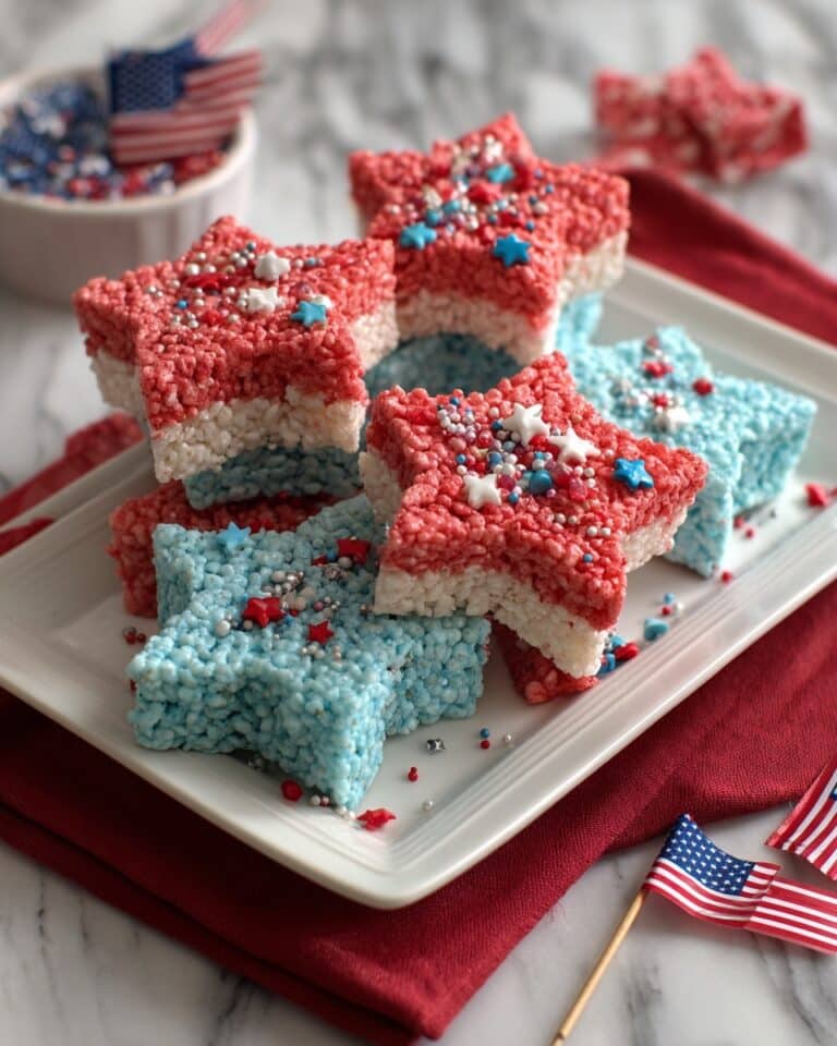 Fourth of July Rice Krispies Treats with Red, White, and Blue Stars Recipe