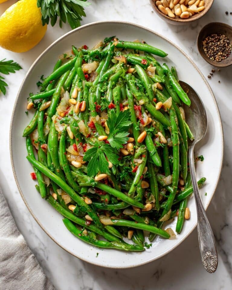 Sauteed Green Beans with Tomatoes, Garlic, and Pine Nuts Recipe