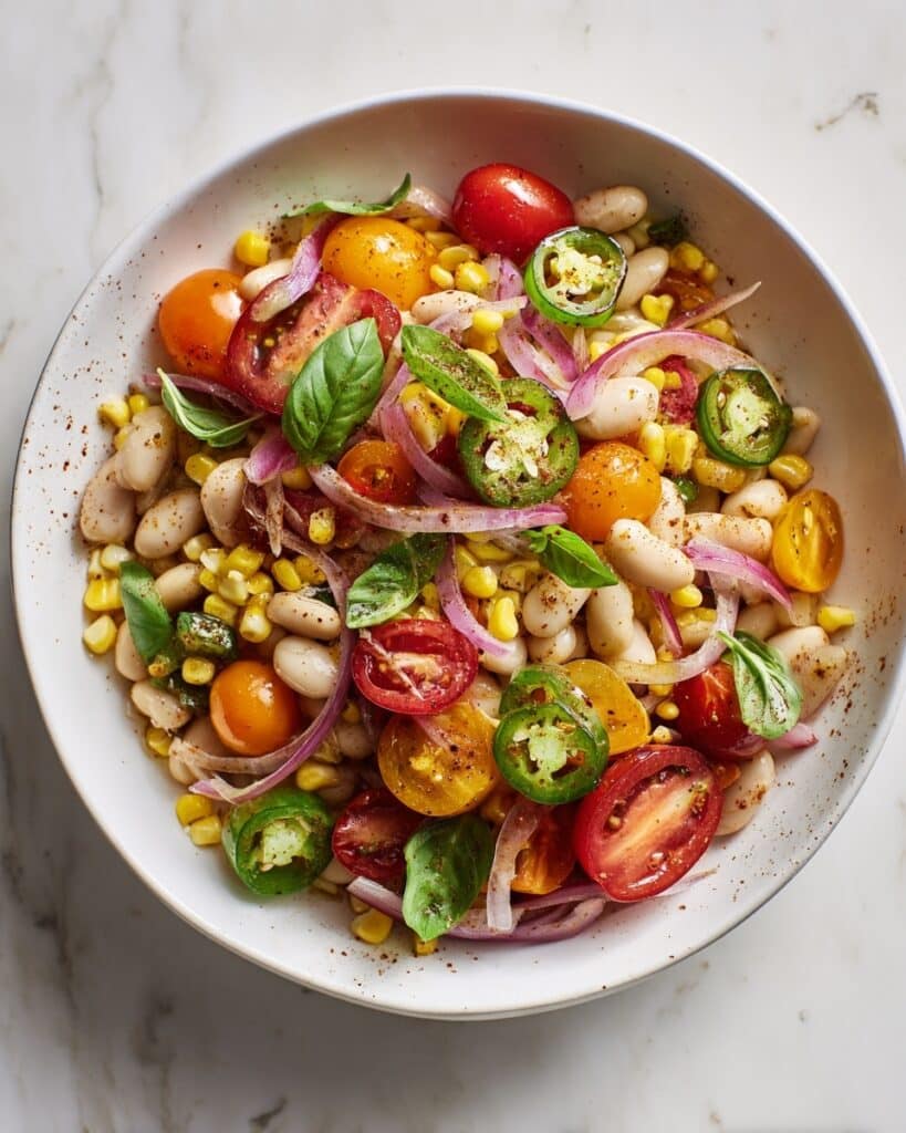 Charred Corn and White Bean Salad with Lime and Basil Recipe