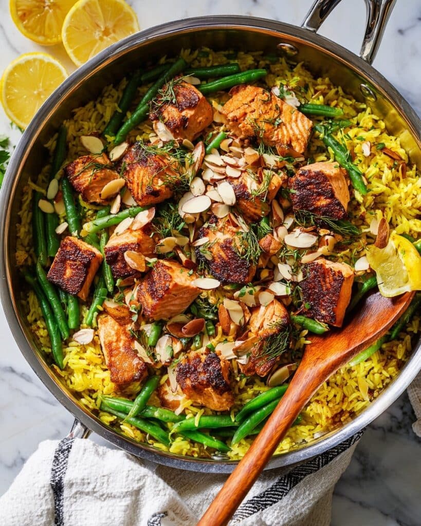 One Pan Sumac Salmon with Golden Rice Recipe
