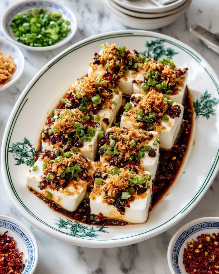 Cold Tofu with Tangy & Garlicky Sauce Recipe