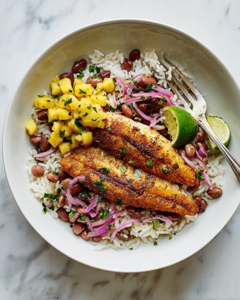 Blackened Tilapia with Pineapple Salsa and Cilantro Lime Rice Recipe