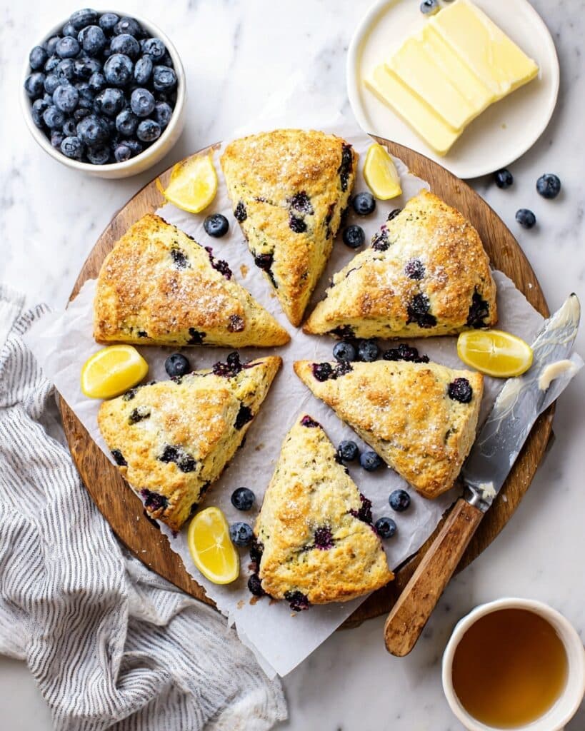 Tender Lemon Blueberry Sourdough Scones Recipe