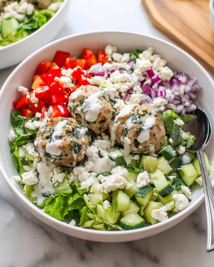 Mediterranean Turkey Meatball Bowls with Lemon Herb Rice and Fresh Toppings Recipe