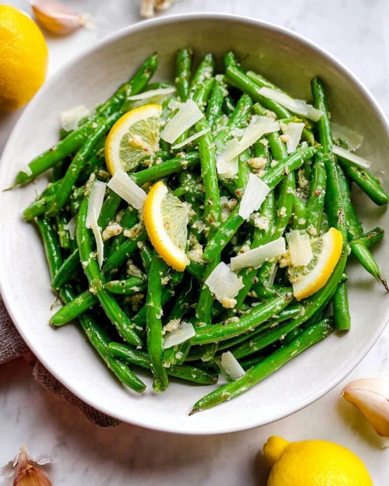 Roasted Green Beans with Garlic, Lemon, and Parmesan Recipe