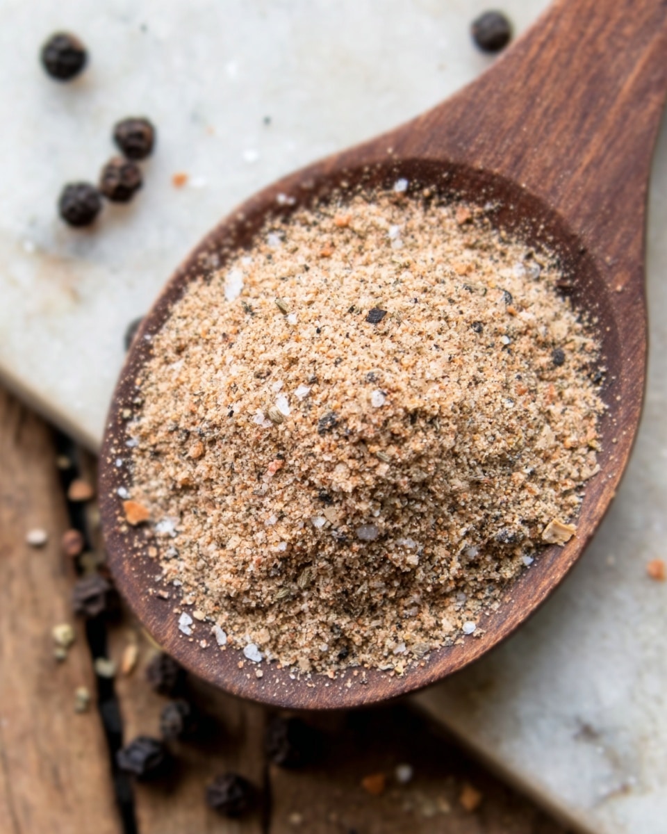 A small white bowl filled with a mound of finely ground brown powder is placed on a wooden surface. In front of the bowl are several whole round dark brown spices and a bigger dried piece with a wrinkled texture. The background is softly blurred with green and light tones, and the wooden surface contrasts with the white marbled texture behind the setup. photo taken with an iphone --ar 4:5 --v 7