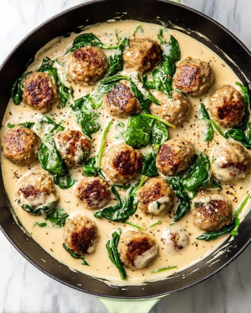 Chicken Florentine Meatballs in Creamy Wine Sauce Recipe