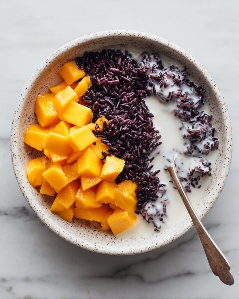 Black Rice Pudding with Coconut Milk and Mango Recipe