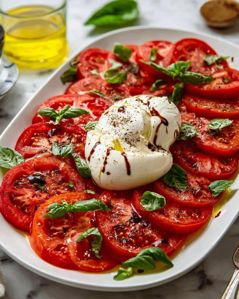 Tomato Burrata Salad with Basil Recipe