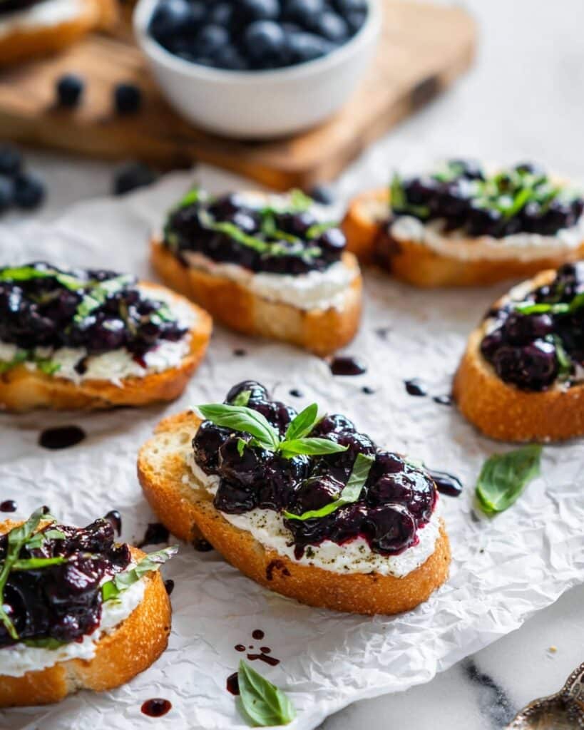 Basil Blueberry Ricotta Bruschetta Recipe