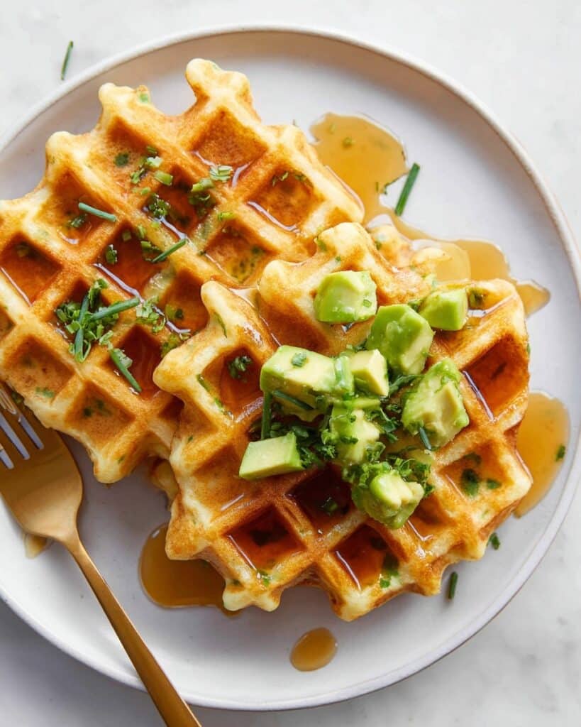 Savory Waffles with Green Bell Pepper, Parmesan, and Smoked Salmon Recipe