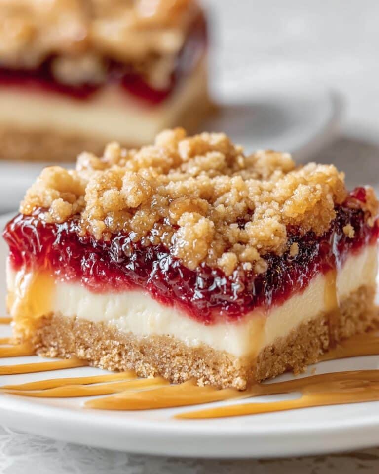 Cranberry Cheesecake Bars with Oatmeal Crumble and Caramel Drizzle Recipe