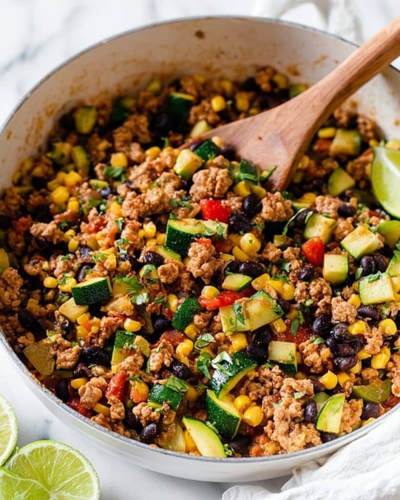 Ground Turkey Skillet with Zucchini, Corn, Black Beans, and Tomato Recipe