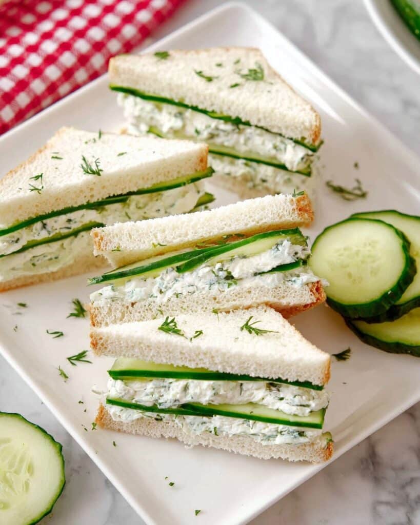 Cucumber Sandwiches with Cream Cheese and Fresh Herbs Recipe