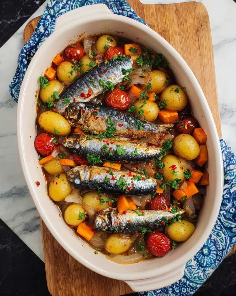 Baked Sardine and Vegetable Casserole with Lemon Recipe
