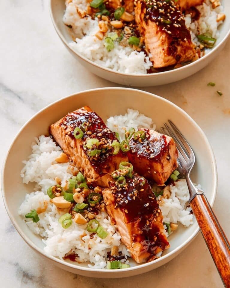 Salmon with Soy Glaze and Sesame Peanuts Recipe