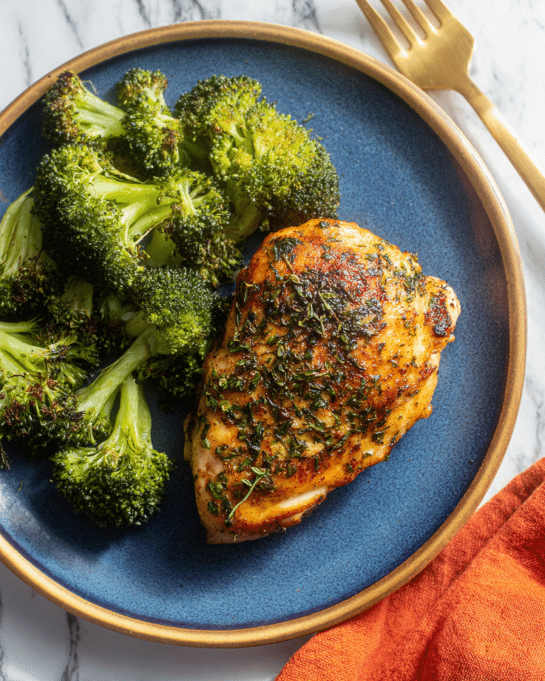 Air Fryer Chicken Breasts with Roasted Broccoli Recipe