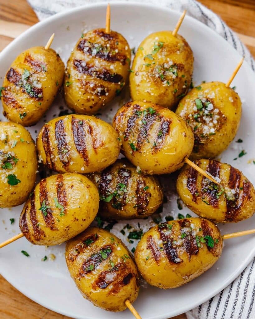 Grilled Baby Potatoes with Garlic Herb Sauce Recipe