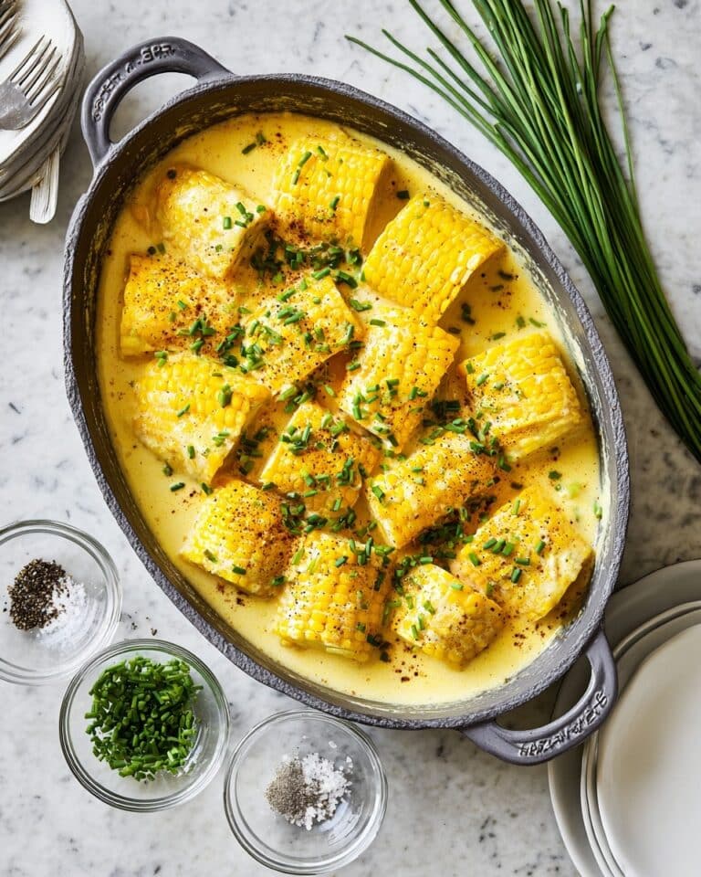 Creamy Garlic Milk Boiled Corn on the Cob with Chives Recipe
