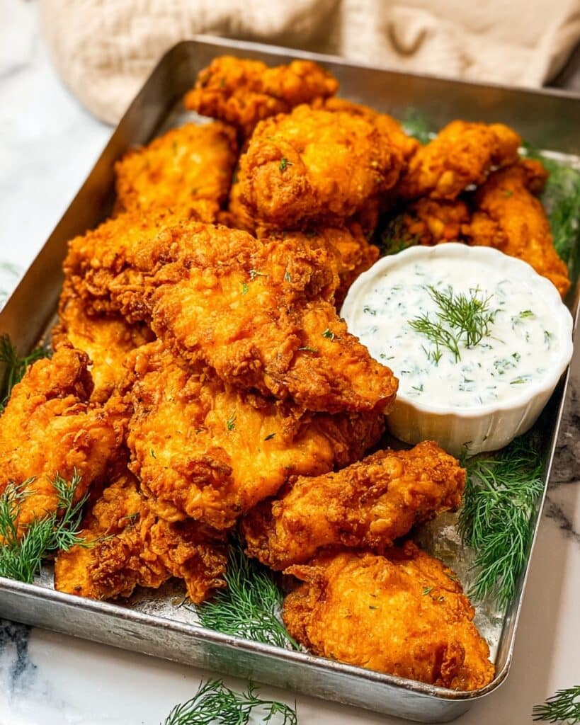 Buttermilk Fried Chicken Tenders with Homemade Ranch Recipe