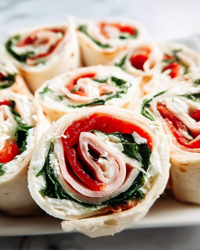 Spinach Red Pepper Pinwheels Recipe