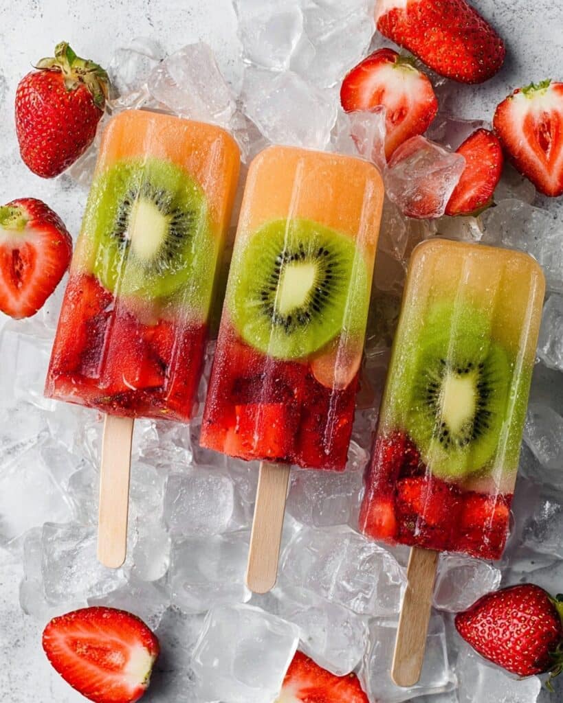 Fruit Popsicles with Strawberries and Kiwis Recipe