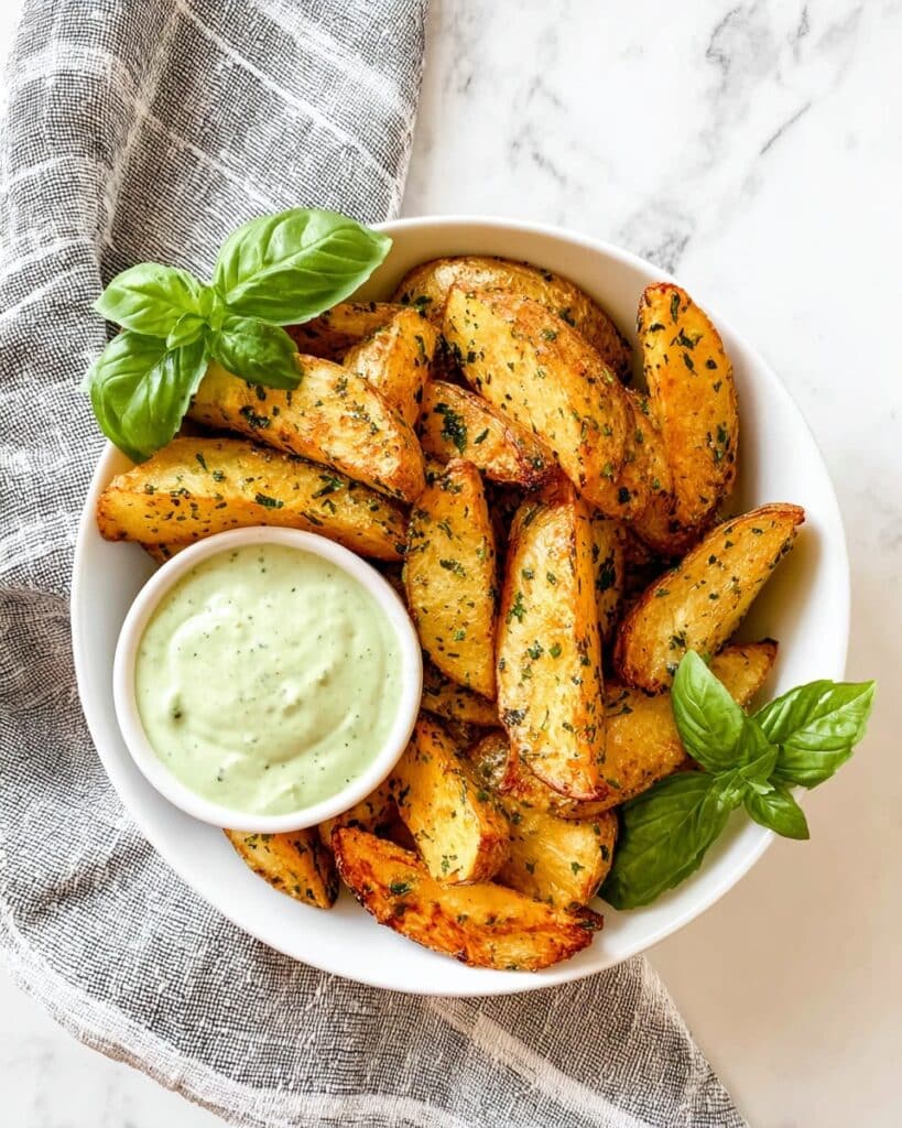 Air Fryer Potato Wedges with Parmesan and Chives Recipe