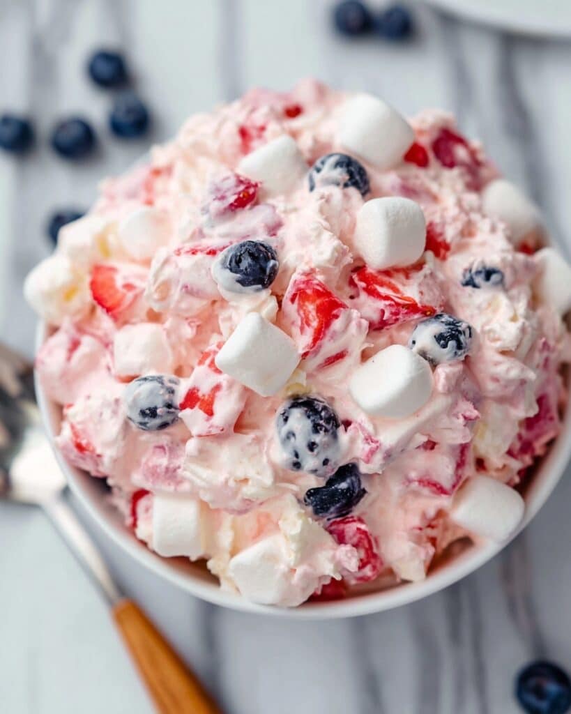 Summer Red, White, and Blue Cheesecake Salad Recipe