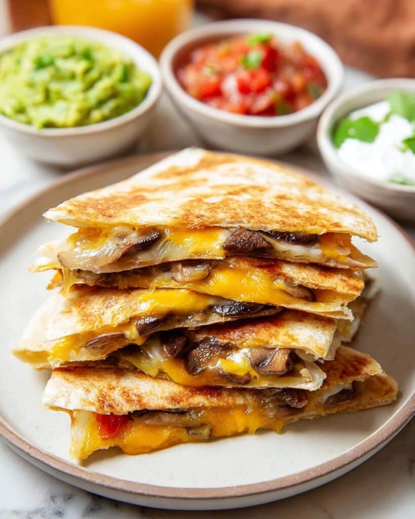 Mushroom Quesadilla with Garlic and Vegetables Recipe