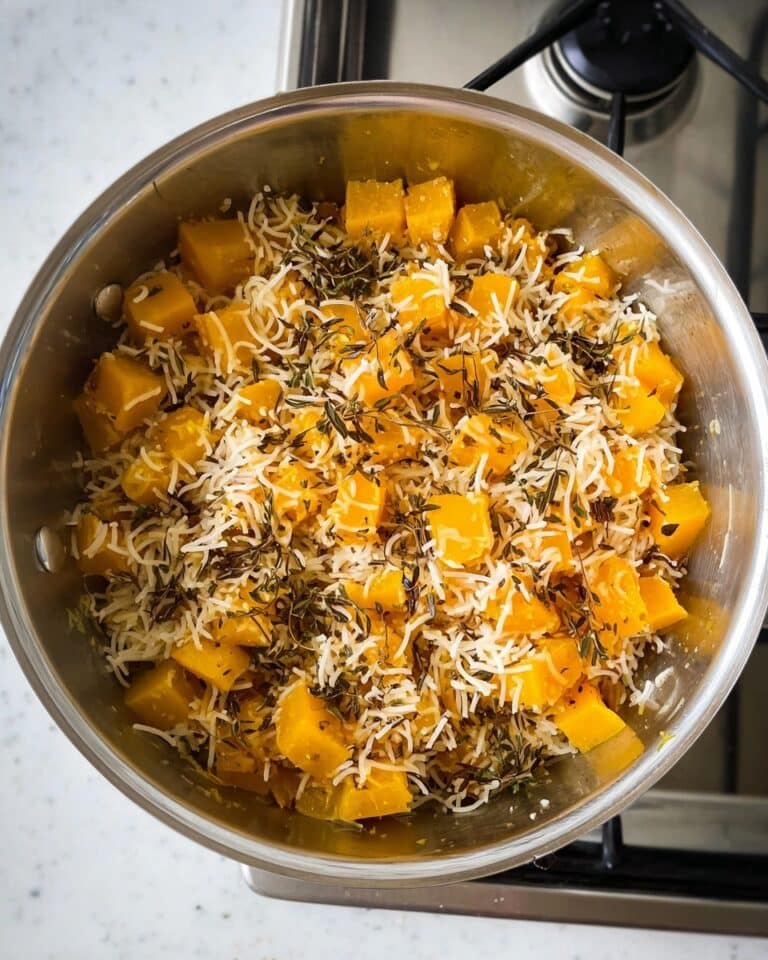 Cheesy Butternut Squash Rice with Shrimp Recipe